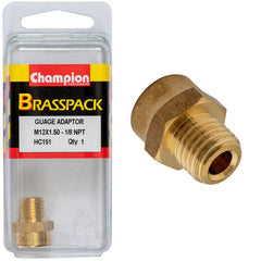 Champion - Gauge Adaptor Brass M12 x 1.50 Male - 1/8 NPT Female | HC151