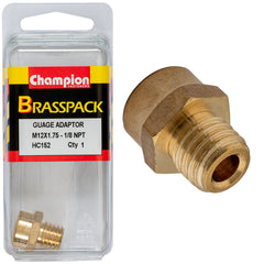 Champion - Gauge Adaptor Brass M12 x 1.75 Male - 1/8 NPT Female | HC152