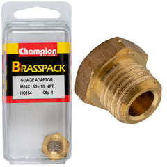 Champion - Gauge Adaptor Brass M14 x 1.50 Male - 1/8 NPT Female | HC154