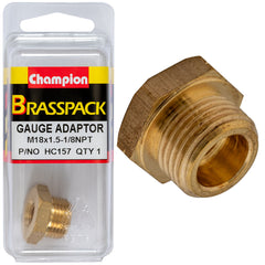 Champion - Gauge Adaptor Brass M18 x 1.50 Male - 1/8 NPT Female | HC157