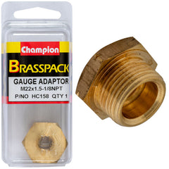 Champion - Gauge Adaptor Brass M22 x 1.50 Male - 1/8 NPT Female | HC158