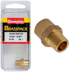 Champion - Gauge Adaptor Brass 1/8 BSP Male - NPT Female | HC159