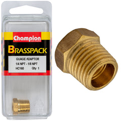 Champion - Gauge Adaptor Brass 1/4 NPT Male - 1/8 Female | HC160