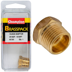 Champion - Gauge Adaptor Brass 3/8 BSP Male - 1/8 NPT Female | HC161