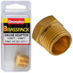 Champion - Gauge Adaptor Brass 1/2 NPT Male - 1/8 Female | HC163