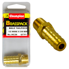 Champion - Hose Tails - Straight - Male - Brass - 1/2" x 3/8" | HC26