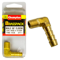 Champion - Hose Tails Elbows - Male - Brass - 90° - 5/16" x 1/4" | HC36
