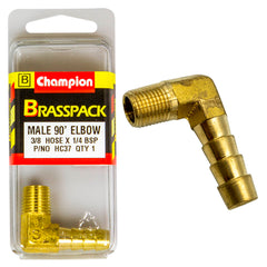 Champion - Hose Tails Elbows - Male - Brass - 90° - 3/8" x 1/4" | HC37