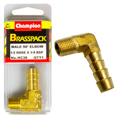 Champion - Hose Tails Elbows - Male - Brass - 90° - 1/2" X 1/4" | HC38