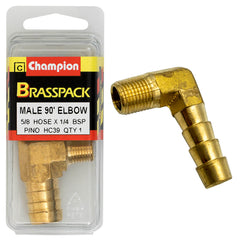 Champion - Hose Tails Elbows - Male - Brass - 90° - ⅝" x 1/4" | HC39