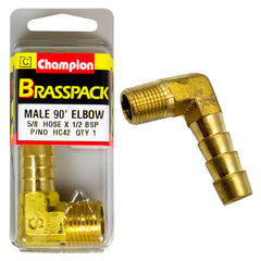 Champion - Hose Tails Elbows - Male - Brass - 90° - ⅝" x 1/2" | HC42
