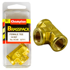 Champion - Tee - Female - Brass - 1/4" BSP | HC49