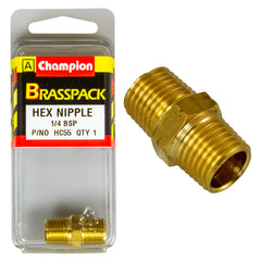 Champion - Hex Nipples - Brass - 1/4" | HC55