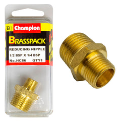 Champion - Reducing Nipples - Brass - 1/2" x 1/4" | HC86