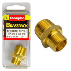 Champion - Reducing Nipples - Brass - 1/2" x 3/8" | HC87
