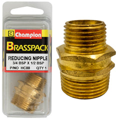 Champion - Reducing Nipples - Brass - 3/4" x 1/2" | HC88