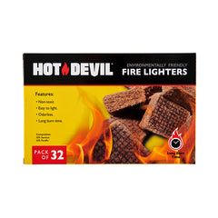 HOT Devil - Fire Lighters Natural 32 Pack | HDF32