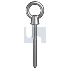 Hobsons - M8 x 80 316 STAINLESS HEC / A4 LAG SCREW EYE+COLLAR (Pack of 1)