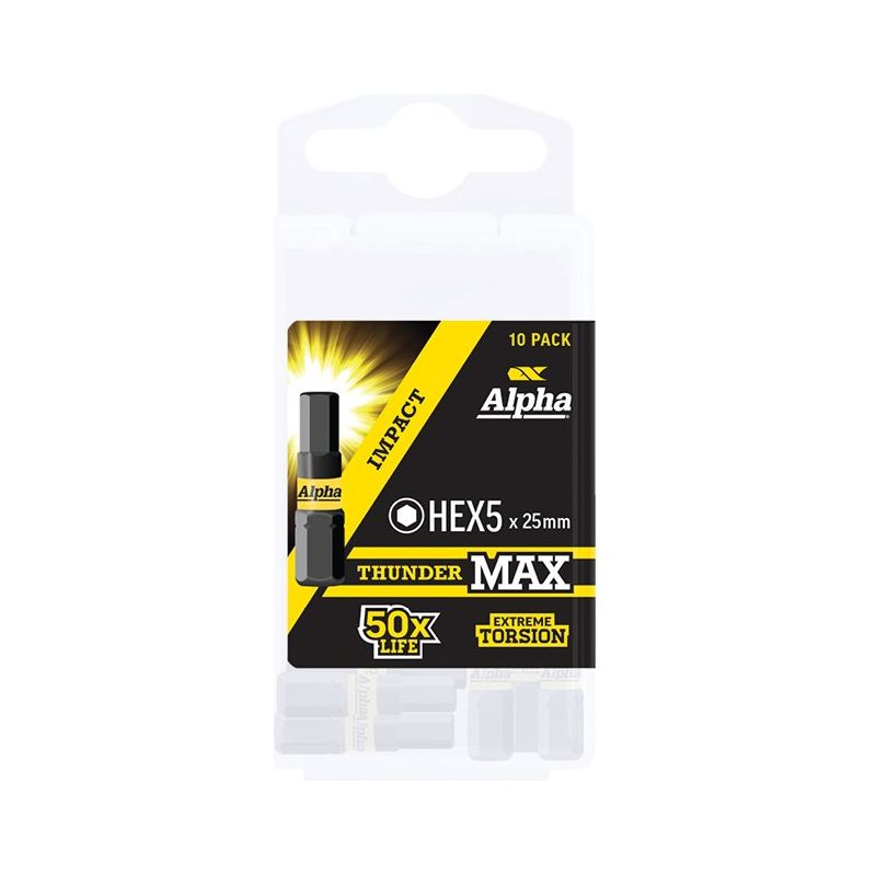 ThunderMax HEX5 x 25mm Impact Insert Bit Handipack (x10)