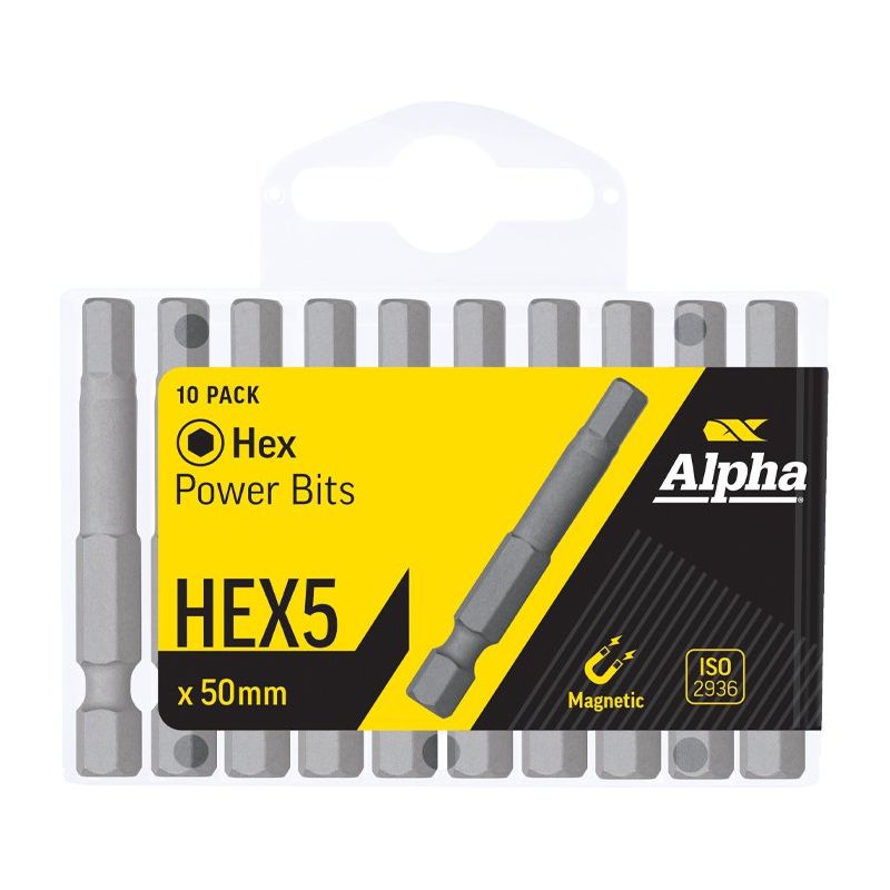 Hex 5mm x 50mm Power Bit - Handipack (x10)