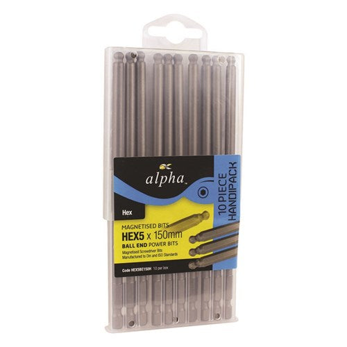 Alpha 6 x 150mm Ball End Power Bit Carded 3 Pack