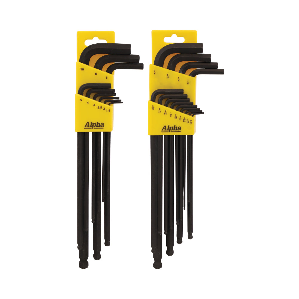 Alpha 9 Pc Metric & 13 Imperial Key Set - 1.5 - 10mm & 0.05 - 3.8" Carded