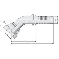 Hardie Hose - 3/8" Tail x 3/8" BSPPFS 45° | HFT-BSF-45S-0606