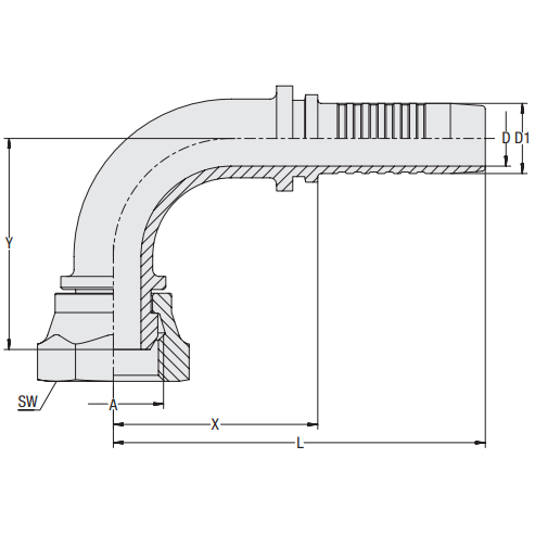 Hardie Hose - 3/8" Tail x 3/8" BSPPFS 90° | HFT-BSF-90S-0606