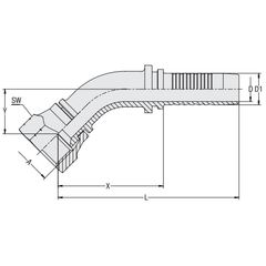 Hardie Hose - 3/8" Tail x 9/16" JICFS 45Â° | HFT-JIF-45S-0609