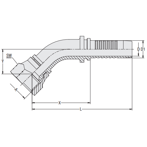 Hardie Hose - 3/4" Tail x 1-3/16" JICFS 45Â° | HFT-JIF-45S-1219