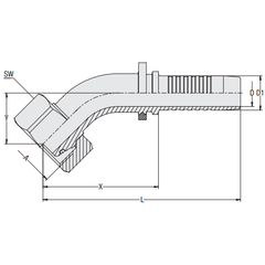 Hardie Hose - 1/4" Tail x M16 Light Female 45Â° (10L) | HFT-MLF-45S-0416