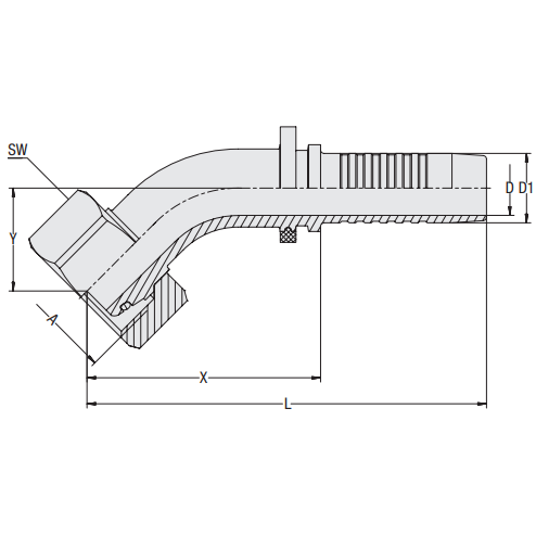 Hardie Hose - 3/8" Tail x M18 Light Female 45Â° (12L) | HFT-MLF-45S-0618