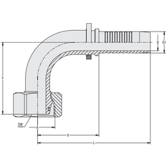 Hardie Hose - 3/8" Tail x M22 Light Female 90Â° (15L) | HFT-MLF-90S-0622