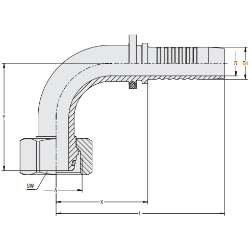 Hardie Hose - 1/2" Tail x M26 Light Female 90Â° (18L) | HFT-MLF-90S-0826