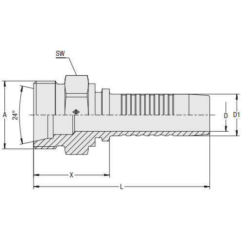 Hardie Hose - 1/4" Tail x M14 Light Male (8L) | HFT-MLM-0414