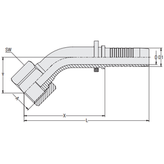 Hardie Hose - 3/8" Tail x 11/16" ORFSF 45Â° | HFT-ORF-45S-0611