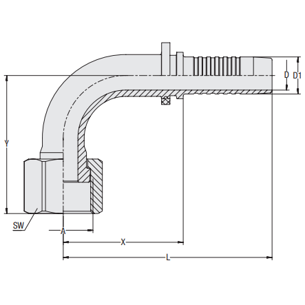 Hardie Hose - 1/4" Tail x 11/16" ORFSF 90Â° | HFT-ORF-90S-0411
