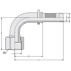 Hardie Hose - 1" Tail x 1-7/16" ORFSF 90Â° | HFT-ORF-90S-1623