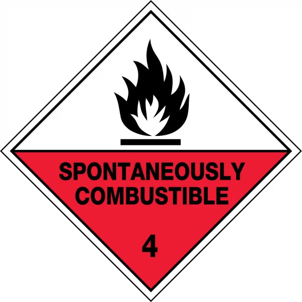 Uniform Safety Signs - 100x100mm - Self Adhesive - Pkt of 6 - Spontaneously Combustible 4 | HLL104.2A