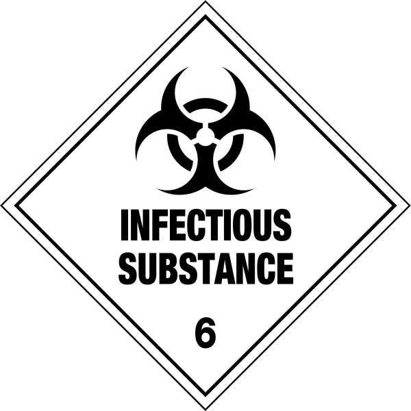 Uniform Safety Signs - 100x100mm - Self Adhesive - Pkt of 6 - Infectious Substance 6 | HLL106.2A