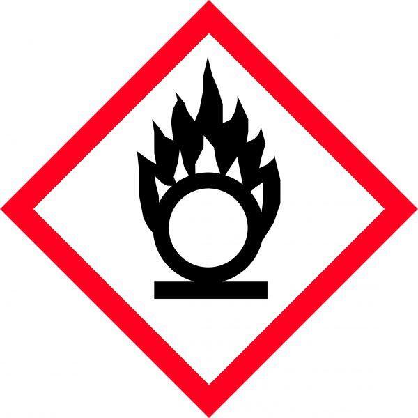 Uniform Safety Signs - 100x100mm - Self Adhesive - Pkt of 6 - GHS - Oxidising Picto | HLL116.6A