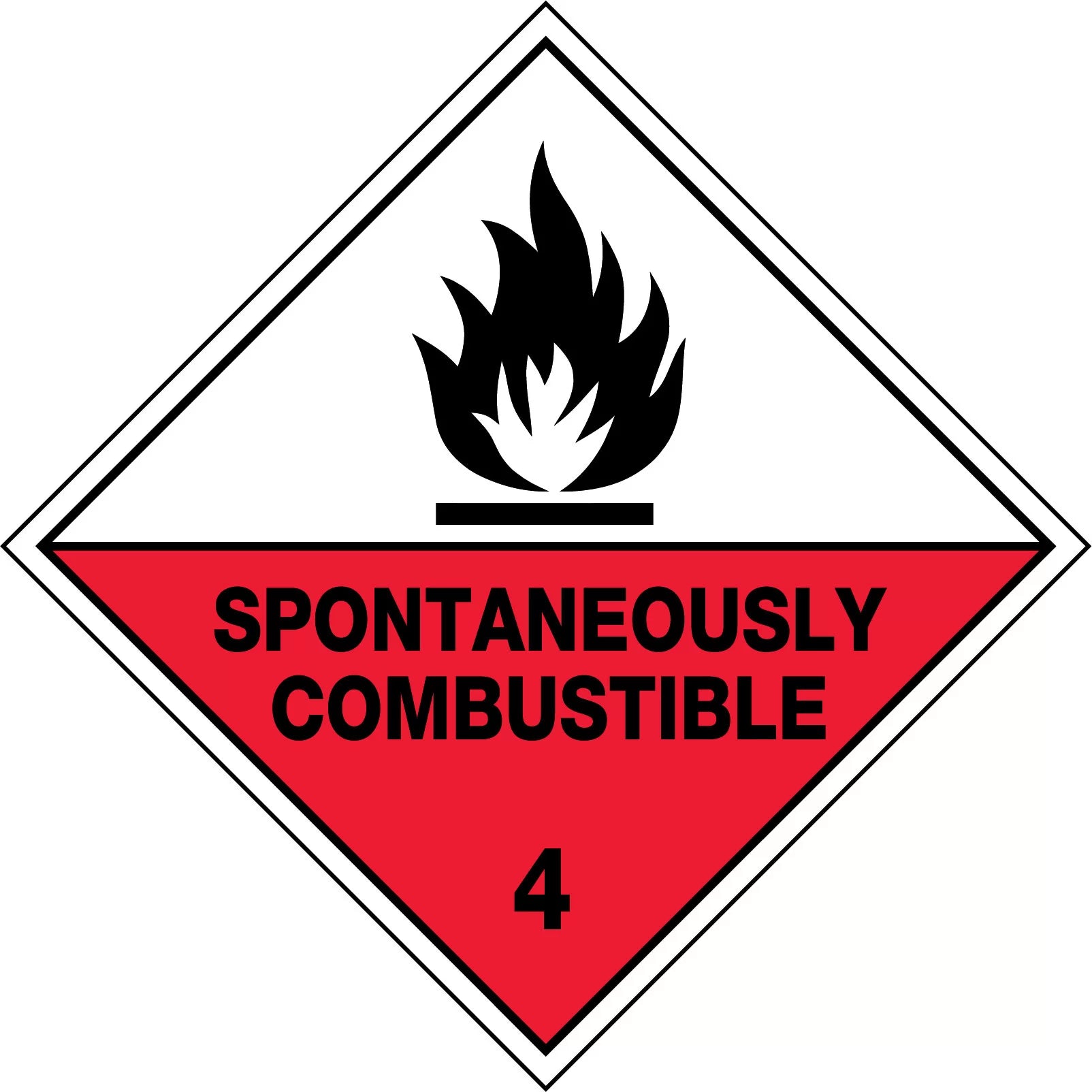 Uniform Safety Signs - 50x50mm - Self Adhesive - Roll of 250 - Spontaneously Combustible 4 | HLM104.2PAP