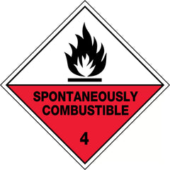 Uniform Safety Signs - 50x50mm - Self Adhesive - Roll of 250 - Spontaneously Combustible 4 | HLM104.2PAP