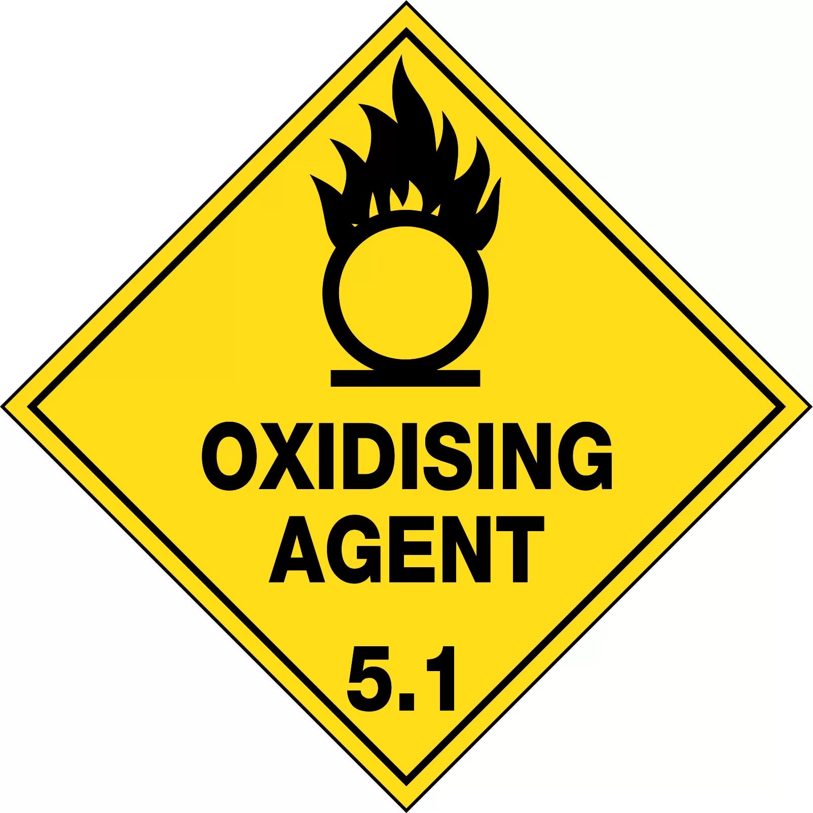 Uniform Safety Signs - 50x50mm - Self Adhesive - Roll of 250 - Oxidising Agent 5.1 | HLM105.1PAP