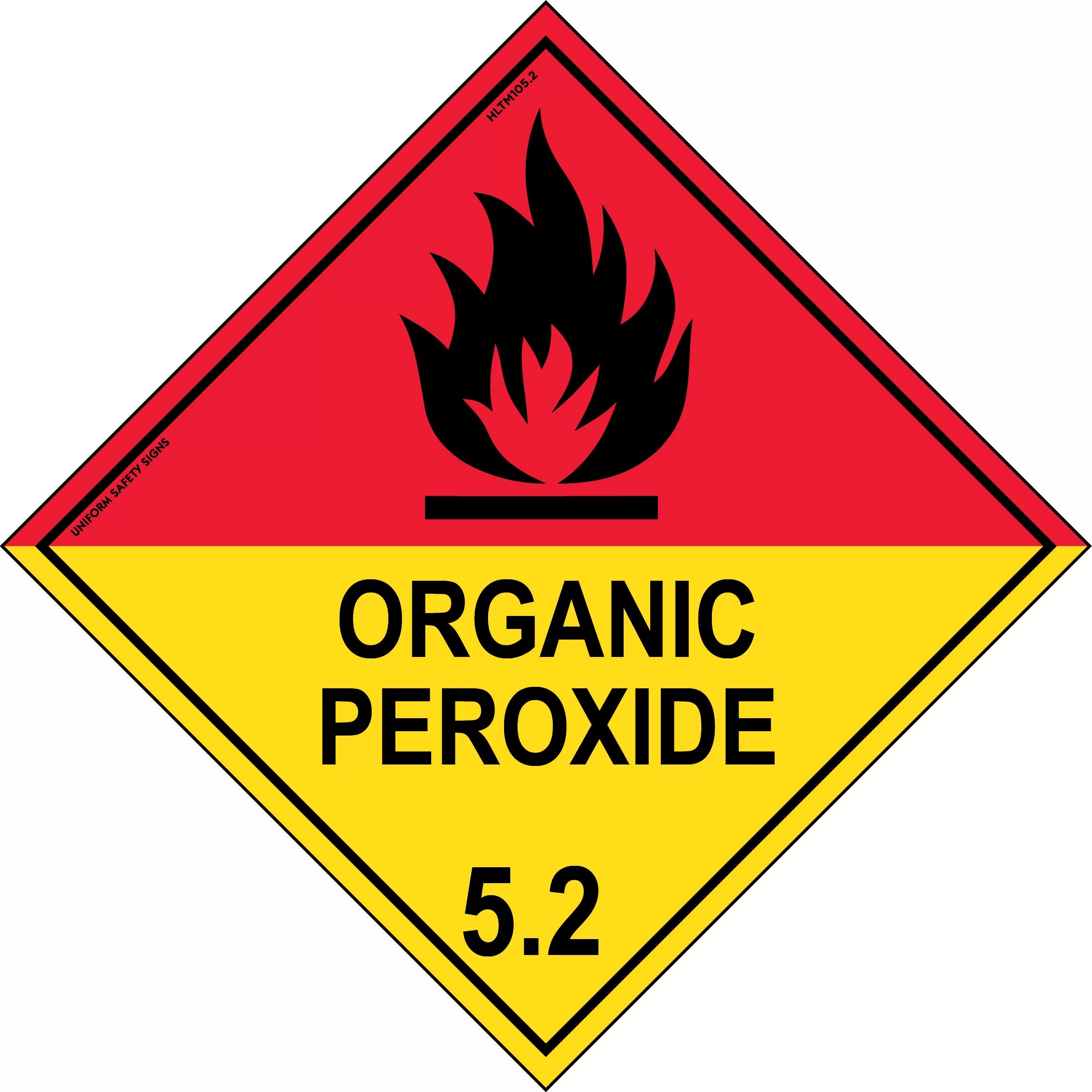 Uniform Safety Signs - 50x50mm - Self Adhesive - Roll of 250 - Organic Peroxide 5.2 | HLM105.2PAP
