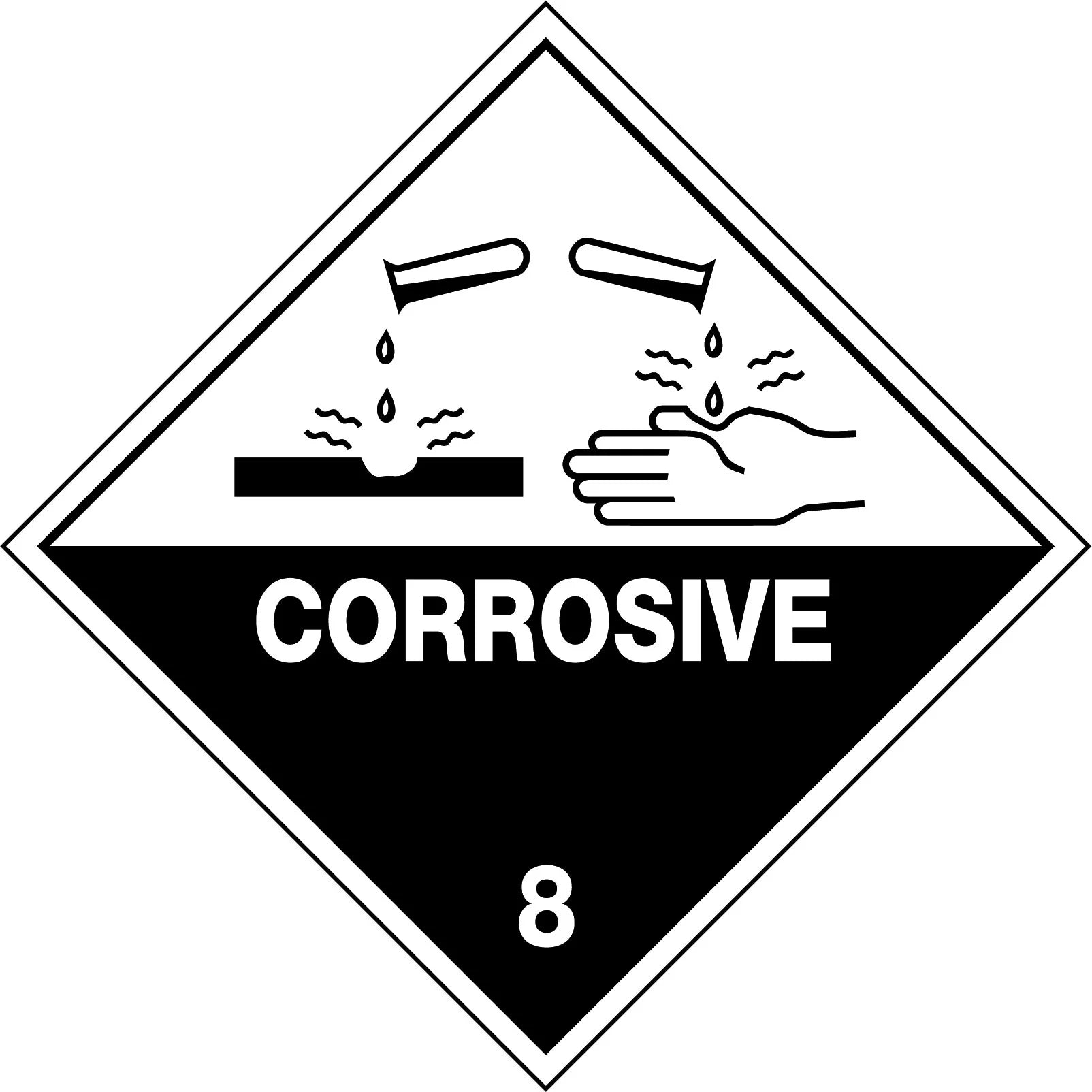 Uniform Safety Signs - 50x50mm - Self Adhesive - Roll of 250 - Corrosive 8 | HLM108PAP
