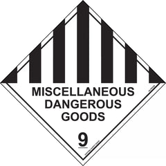 Uniform Safety Signs - 50x50mm - Self Adhesive - Pkt of 12 - Miscellaneous Dangerous Goods 9 | HLM109A