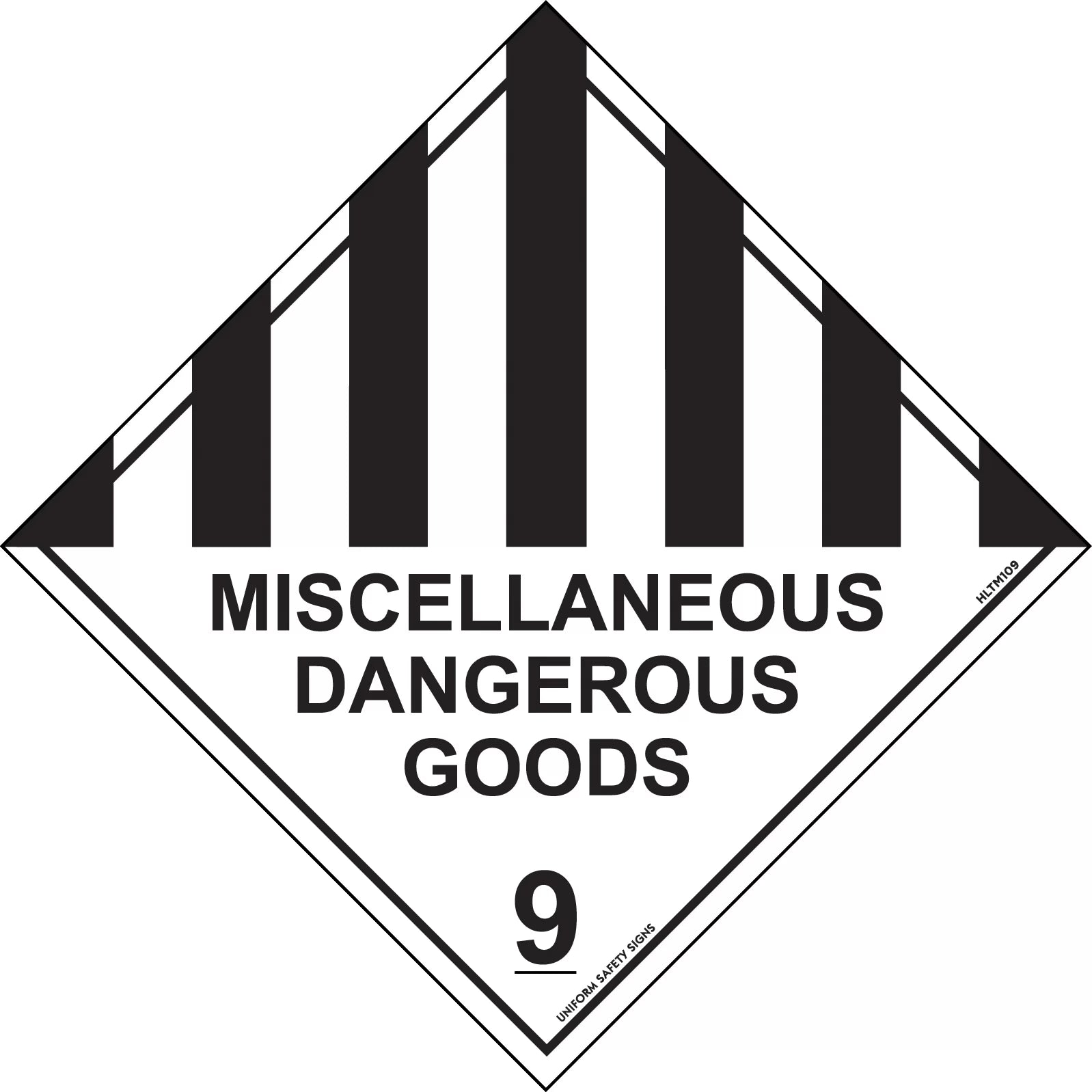 Uniform Safety Signs - 50x50mm - Self Adhesive - Roll of 250 - Miscellaneous Dangerous Goods 9 | HLM109PAP