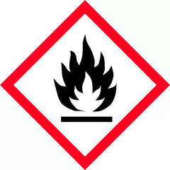 Uniform Safety Signs - 50x50mm - Self Adhesive - Roll of 250 - GHS - Flame Picto | HLM116.1PAP