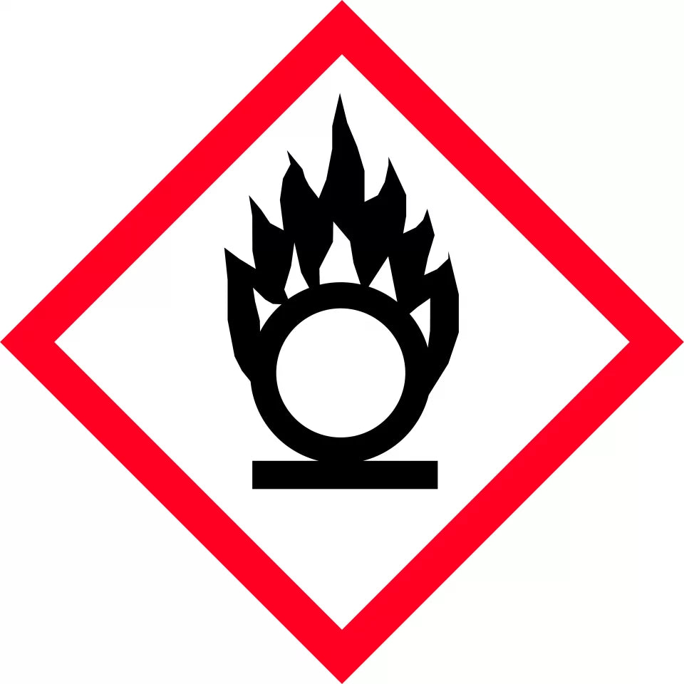 Uniform Safety Signs - 50x50mm - Self Adhesive - Roll of 250 - GHS - Oxidising Picto | HLM116.6PAP